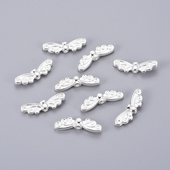 Tibetan Style Alloy Beads, Lead Free & Cadmium Free, Silver Color Plated, Wing, 22x7mm, Hole: 1mm