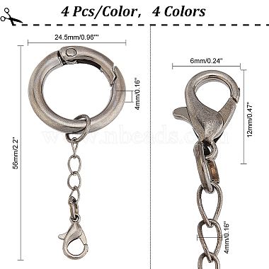 16Pcs 4 Colors Alloy Spring Gate Rings(HJEW-AB00522)-2