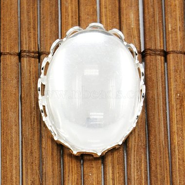 Supports laiton cabochon et cabochons en verre ovales claires et transparentes pour la fabrication de bijoux bricolage(KK-MSMC015-14S-RS)-2