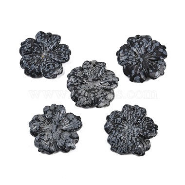 Flower Snowflake Obsidian Pendants