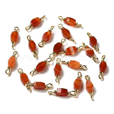 Real 18K Gold Plated Hexagon Red Agate Links