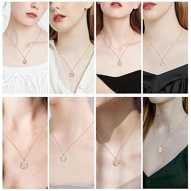 925 Sterling Silver 12 Constellation Necklace Gold Horoscope Zodiac Sign Necklace Round Astrology Pendant Necklace with Zircons Birthday Jewelry Gift for Women Men(JN1089D)-7