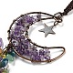 Wire Wrapped Brass Moon & Natural Amethyst Pendant Decoration(HJEW-C006-02D)-3