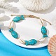 Natural Shell & Synthetic Turquoise Braided Bead Anklets(AJEW-AN00562)-4
