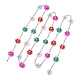 разноцветные цепочки с цветочными звеньями из стеклянных бусин(AJEW-JB01209-02)-1
