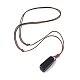 Natural Obsidian Nugget Pendant Necklace with Waxed Cord for Women(NJEW-F306-01D)-2