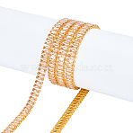 1M Brass Rhinestone Cup Chains, Rectangle, Light Rose, 7mm(CHC-PH0001-27C)