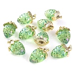 Transparent Acrylic with Alloy Pendants, AB Color, Strawberry, Lime Green, 32x23x17mm, Hole: 3mm(TACR-WH0021-06C)