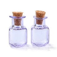 Square Glass Cork Bottles Ornament, Glass Empty Wishing Bottles, DIY Vials for Pendant Decorations, Lavender, 1.4x1.4x2.3cm(GLAA-D002-04E)