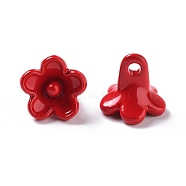 Spray Painted Alloy Charms, Flower Charm, Dark Red, 8x8.5x2mm, Hole: 1.6mm(PALLOY-H134-37)