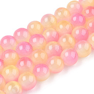 Cat Eye Beads Strands, Two Tone, Round, Champagne Yellow, 7.5~8mm, Hole: 1mm, about 49~51pcs/strand, 14.37~14.96 inch(36.5~38cm)(CE-N014-01C)