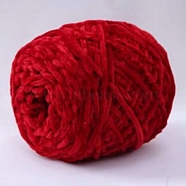 Wool Chenille Yarn, Velvet Cotton Hand Knitting Threads, for Baby Sweater Scarf Fabric Needlework Craft, Indian Red, 5mm, 95~100g/skein(PW22070162427)