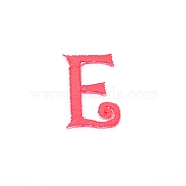 Computerized Embroidery Cloth Iron on/Sew on Patches, Costume Accessories, Appliques, Letter, Red, Letter.E, 26x18x1.4mm(DIY-TAC0007-90E)