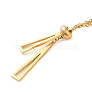 Vacuum Plating 304 Stainless Steel Pendants Lariat Necklaces, Triangle, Golden, 17.24 inch(43.8cm)(NJEW-G125-01G)