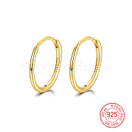 925 Sterling Silver Huggie Hoop Earrings, with S925 Stamp, Real 18K Gold Plated, 17mm(IK9735-09)