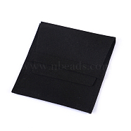 Microfiber Jewelry Envelope Pouches with Flip Cover, Jewelry Storage Gift Bags, Square, Black, 8x8cm(PAAG-PW0010-002B)