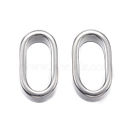 Tarnish Resistant 304 Stainless Steel Slider Charms, Oval, Stainless Steel Color, 15.5x9x5mm, Hole: 6x12.5mm(X-STAS-F040-14-P)