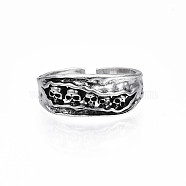 Halloween Alloy Skull Open Cuff Ring for Men Women, Cadmium Free & Lead Free, Antique Silver, US Size 10 1/4(19.9mm)(RJEW-T009-37AS)