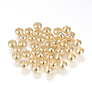 Brass Spacer Beads, Rondelle, Nickel Free, Real 18K Gold Plated, 5x3mm, Hole: 2.5mm(KK-T016-17G)