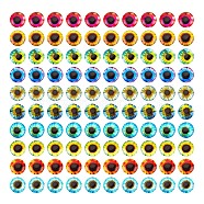 PandaHall Elite Luminous Eye Printed Glass Cabochons, Half Round/Dome, Mixed Color, 10x3.5mm, 100pcs/bag(GGLA-PH0001-22A)