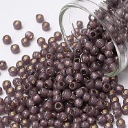 TOHO Round Seed Beads, Japanese Seed Beads, (PF2114) PermaFinish Cocoa Opal Silver Lined, 8/0, 3mm, Hole: 1mm, about 220pcs/10g(X-SEED-TR08-PF2114)