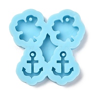 Pendant Silicone Molds, Resin Casting Molds, For UV Resin, Epoxy Resin Jewelry Making, Clover & Anchor, Dark Cyan, 44x44.5x7mm(DIY-P022-09)