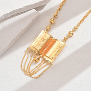 Fashionable Vintage Brass Tassel Book Pendant Necklaces for Women, Real 18K Gold Plated, 20.67 inch(52.5cm)(FQ7725-1)