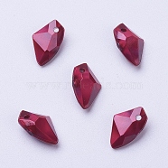Imitation Pearl Acrylic Pendants, Faceted, Quadrilateral, FireBrick, 14x10x4mm, Hole: 1mm(MACR-K336-14mm-P33)