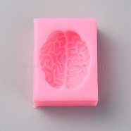 Halloween Realistic Brain DIY Silicone Molds, Fondant Molds, Resin Casting Molds, for Chocolate, Candy, Resin Craft Making, Hot Pink, 62x42x25mm, Inner Diameter: 42x36mm(SIL-CJC0001-08)