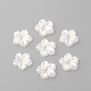 Acrylic Cabochons, AB Color Plated, Flower, White, 12.5x13x2mm(X-MACR-Q183-06)