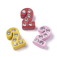Alloy Rhinestone Slide Charms, Spray Painted, for Personalized Jewelry Bracelet, Mixed Color, Num.2, 11.5x7x5mm, Hole: 8x1.5mm(PALLOY-WH0070-23B)