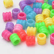 Acrylic European Beads, Large Hole Beads, Column, Mixed Color, 7x7mm, Hole: 4mm, about 416pcs/50g(X-MACR-S272-10)