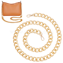 1Pc Aluminum Curb Chain Bag Handles, with Alloy Swivel Clasps, for Bag Replacement Accessories, Light Gold, 110.5cm(FIND-WR0007-12)