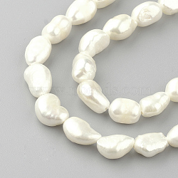Natural Cultured Freshwater Pearl Beads Strands, Oval, Seashell Color, 8~13x6~8x5~7mm, Hole: 0.8mm, about 38pcs/strand, 13.7 inch(X-PEAR-R064-56)