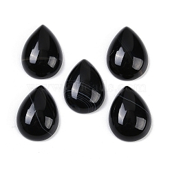 Natural Black Banded Agate(Dyed & Heated) Cabochons, Teardrop, 20~20.5x15~15.5x6.5~7mm(G-H094-01A-28)