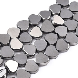 Electroplate Glass Beads Strands, Heart, Silver, 9.5x10.5x3mm, Hole: 0.8mm, about 60pcs/strand, 21.65 inch(55cm)(EGLA-N006-080-B05)