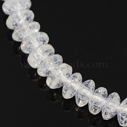 Synthetic Crackle Quartz Crystal Beads Strands, Rondelle, Clear, 6x3mm, Hole: 1mm, about 114pcs/strand, 15.3 inch(X-G-F088-C-01)