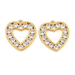 Brass Clear Cubic Zirconia Pendants, Heart, Real 18K Gold Plated, 16x15x2mm, Hole: 1mm(KK-N254-32G)