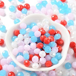 Glass Beads, Faceted, Rondelle, Orange Red, 8x6mm, Hole: 1mm, about 1210pcs/500g(EGLA-A034-LM8mm-41)