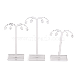 Acrylic Earring Display Tower Set, Tree Shaped Jewelry Organizer Holder for Earrings Storage, Clear, 6.8x2.9x9.1~13.2cm, 3pcs/set(EDIS-K004-01D)