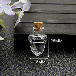 Clear Glass Bead Containers, with Cork, Wishing Bottle, Acorn, 1.8x2.6cm(X-PW-WG33348-05)