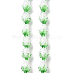 Handmade Lampwork Beads Strands, lily, Lime, 16x12x10.5mm, Hole: 1.6mm, about 30pcs/strand, 18.98''(48.2cm)(LAMP-Q036-02)