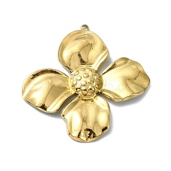 Ion Plating(IP) 304 Stainless Steel Pendants, Flower Charm, Real 18K Gold Plated, 42x39.5x4mm, Hole: 1.8mm(STAS-F302-19G-01)