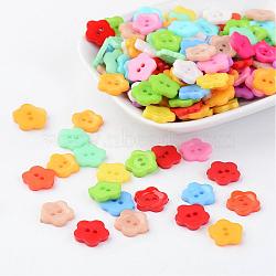 Beautiful Flower Buttons, Resin Button
, Mixed Color, about 12mm in diameter, hole: 1.5mm, about 1000pcs/bag(FNA149S)