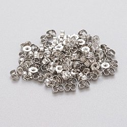 Tarnish Resistant 304 Stainless Steel Ear Nuts, Butterfly Earring Backs for Post Earrings, Stainless Steel Color, 4x3x2mm, Hole: 0.8mm(STAS-K203-01P)