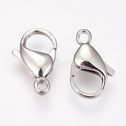 304 Stainless Steel Lobster Claw Clasps, Parrot Trigger Clasps, Stainless Steel Color, 17x10.5x4.5mm, Hole: 2mm(STAS-I082-14P-03)