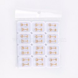 304 Stainless Steel Earlobe Plugs, Screw Back Earrings, with Glass Rhinestone, Crystal, Golden, 4mm, Pin: 1mm, 12pairs/bag(EJEW-H362-07G-4mm)