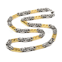 201 Stainless Steel Links Chain Necklace, with 304 Stainless Steel Clasps, Golden & Stainless Steel Color, 23.70 inch(60.2cm), link: 25x8x2mm and 15x10x2mm(NJEW-F22-39K-GP)