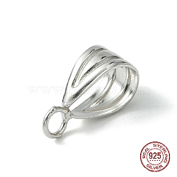 Rhodium Plated 925 Sterling Silver Pendant Bails, with S925 Stamp, Platinum, 13.5x7.5x5mm, Hole: 2mm and 6x8mm(STER-F036-09P-7x13mm)