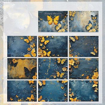 30Pcs Butterfly Scrapbook Paper Pad, for DIY Album Scrapbook, Greeting Card, Background Paper, Magazine, Steel Blue, 140x100mm